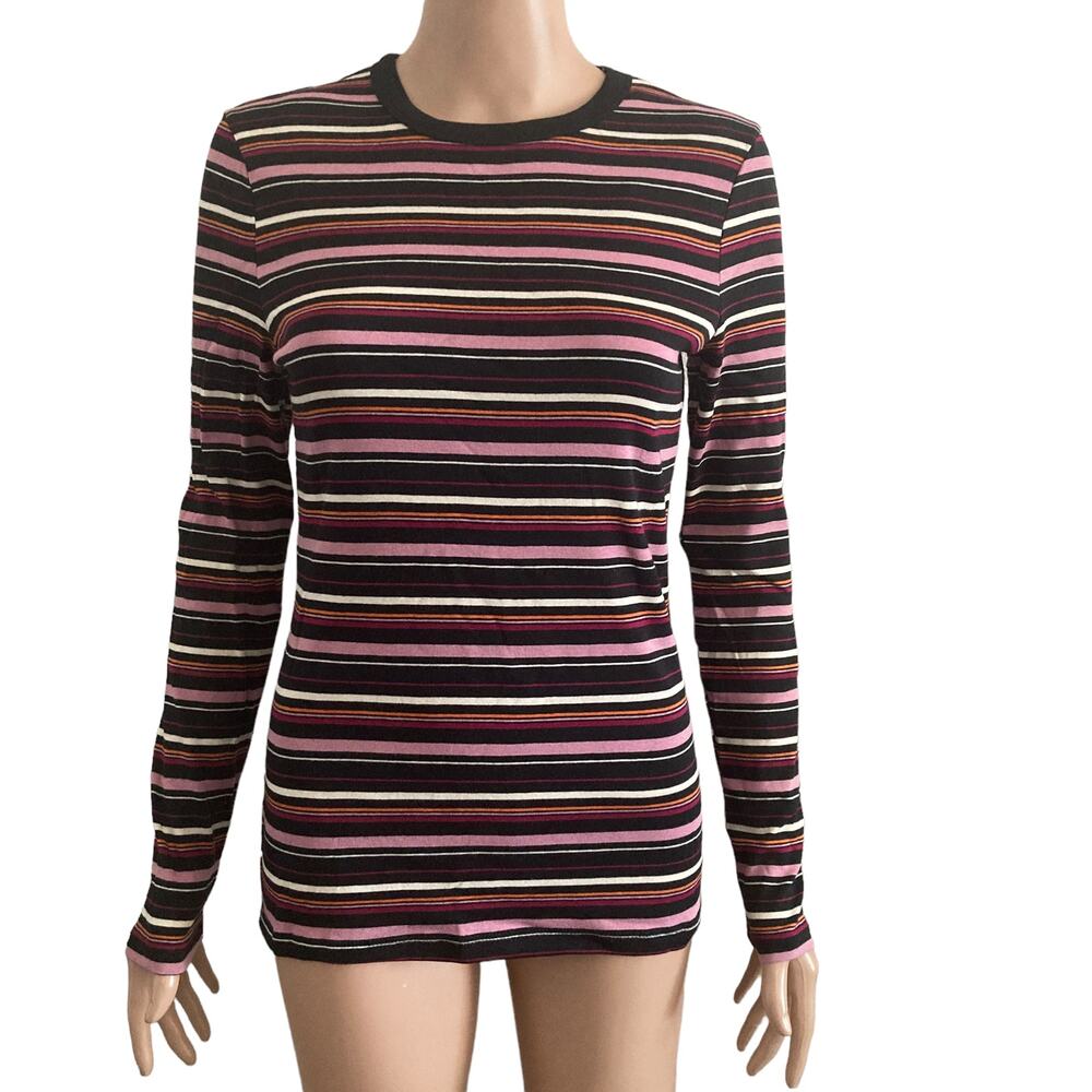A New Day Shirt Womens Small Striped Horizontal Multicolor Stretch